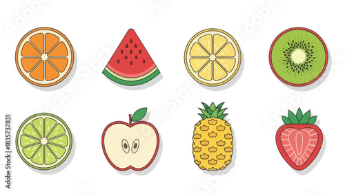 Vibrant fruit assortment, featuring fresh orange, watermelon, kiwi and pineapple slices in