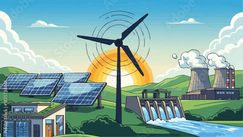 Sustainable And Green Energy stock illustration