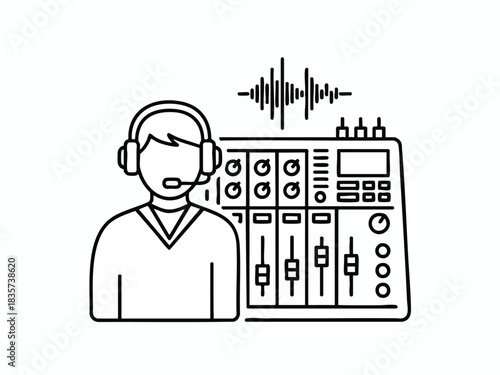 Voice Over Artist Recording Audio in Studio