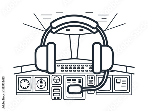 Air Traffic Control Headset on Console