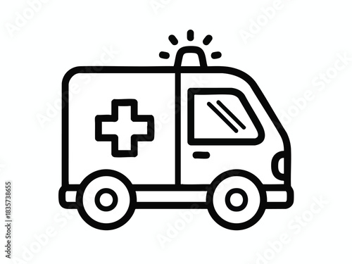 Simple Line Icon of an Ambulance Vehicle