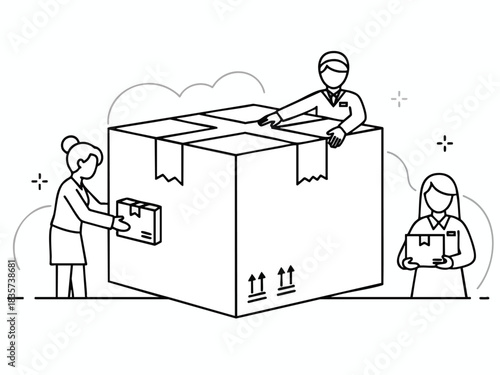 Delivery Team Unpacking Large Box