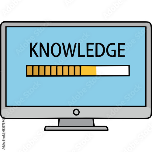 Computer Screen Displays Knowledge Progress Bar Indicating Information Loading and Learning Process on a Light Blue Background