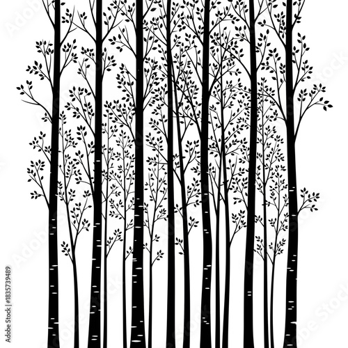 Abstract black trees silhouette vector illustration for decorative design