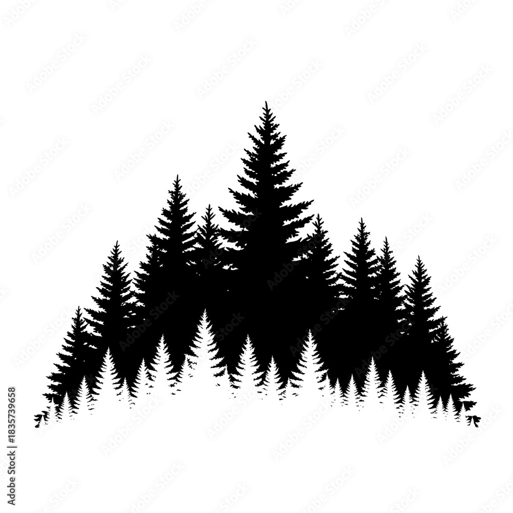 Obraz premium Monochrome Silhouette Forest Canopy Scene for Creative Applications
