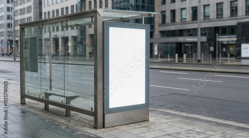 Wallpaper Mural Empty bus stop with blank billboard on a city street 2. Torontodigital.ca