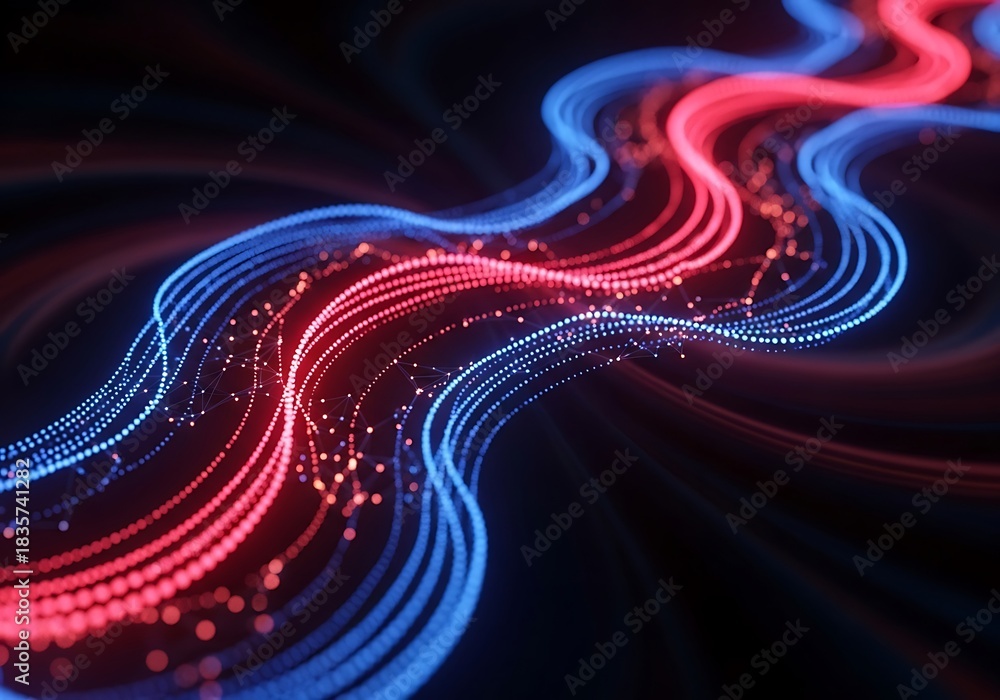 Obraz premium Abstract glowing network lines convey digital connectivity concept