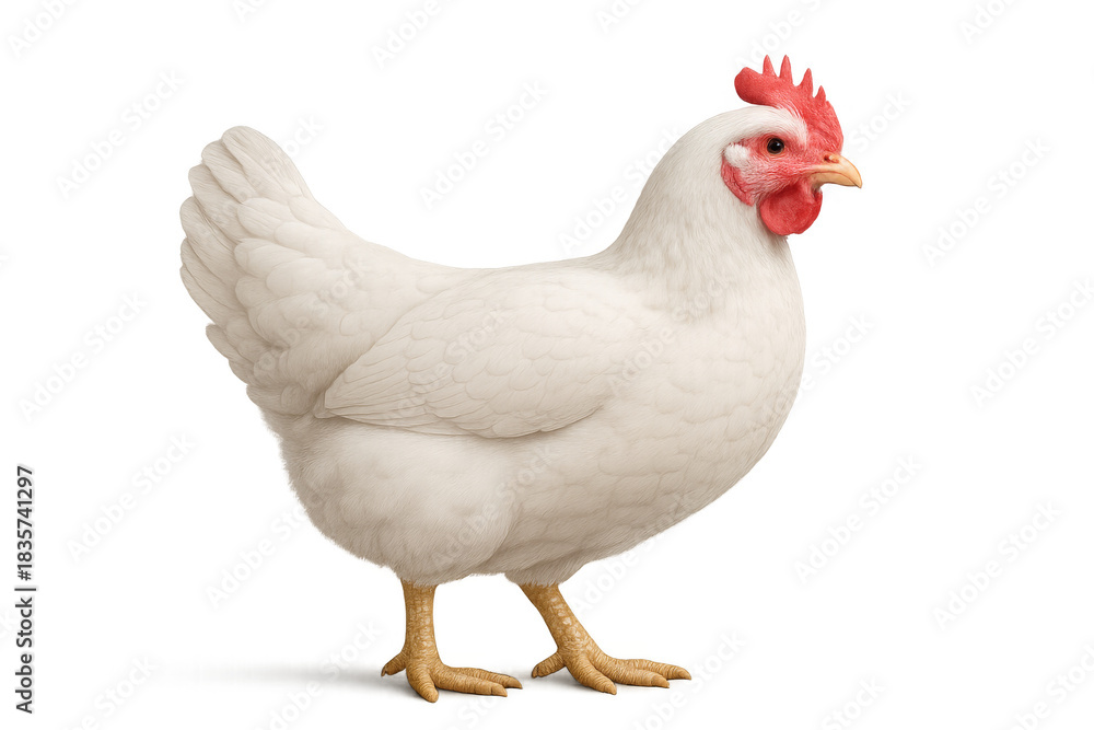 Fototapeta premium White chicken standing isolated on transparent background