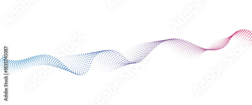 Flowing Dot Wave halftone gradient pattern on transparent background	

