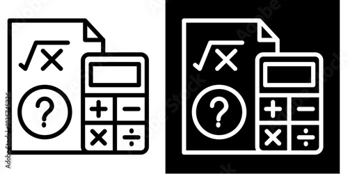 Math Icon Set White Style Collection