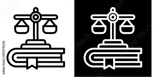 Law Icon Set White Style Collection
