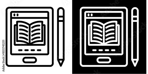 Ebook Icon Set White Style Collection