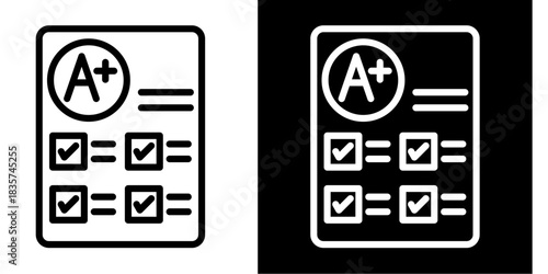 Report Icon Set White Style Collection