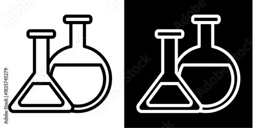 Flask Icon Set White Style Collection