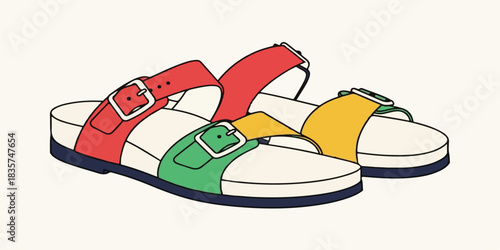 Colorful Strap Sandals Illustration