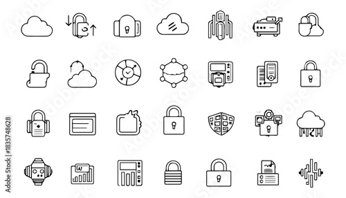 Set of vector business icons for web and computer communication