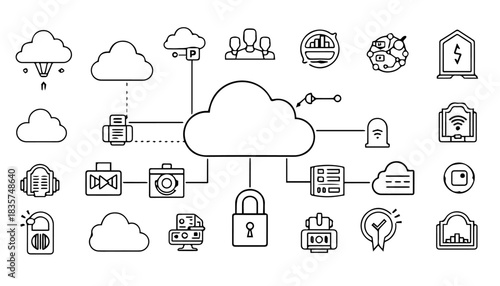 A set of vector icons of weather symbols including sun, cloud, and rain for web and internet design