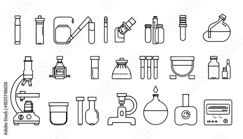 Medical laboratory equipment icons set vector illustration