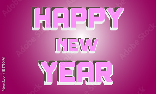 Vibrant Pink and White Block Font Happy New Year Template for Celebration