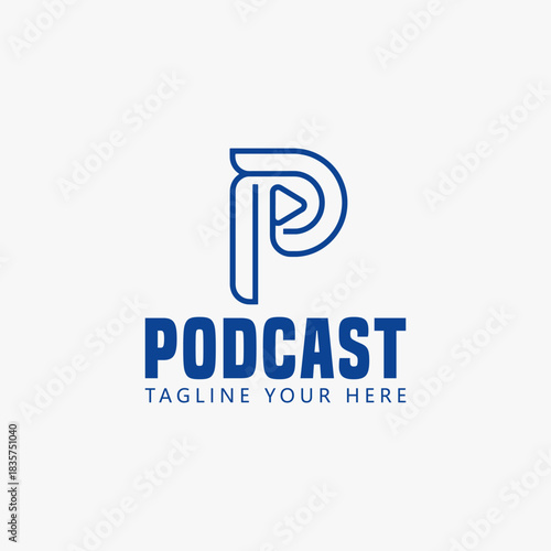 Podcast or radio logo design using a microphone. Vector Sign for Logos, Labels, and Icons