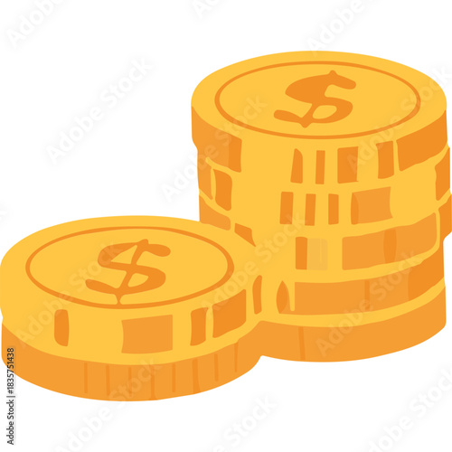 Golden Coins Stacked Together Representing Wealth and Financial Growth Isolated on Black Background