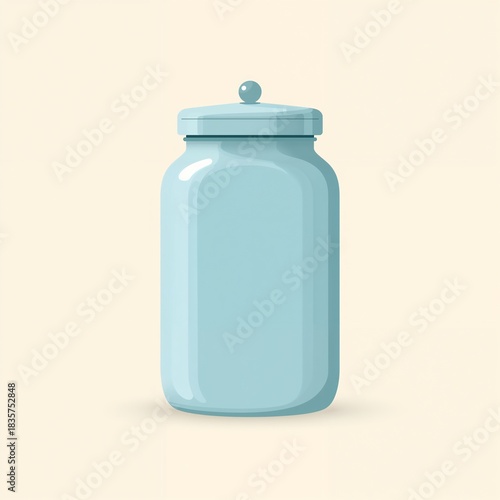 Light blue empty storage jar with lid for kitchen or pantry item