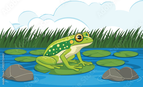 frog in the water