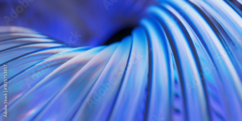 Abstract background with transparent tube shapes. 3d rendering of realistic glass with refraction and dispersion.