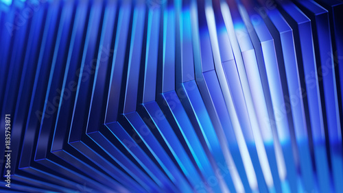 Abstract 3d background wallpaper with shifted glass squares. Dark blue futuristic illustration