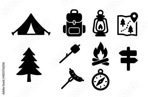 Black Camping Icon Set