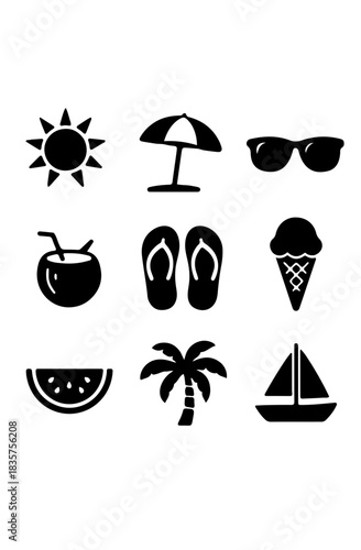 Black Summer Icon Set