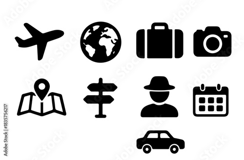 Black Travel Icon Set
