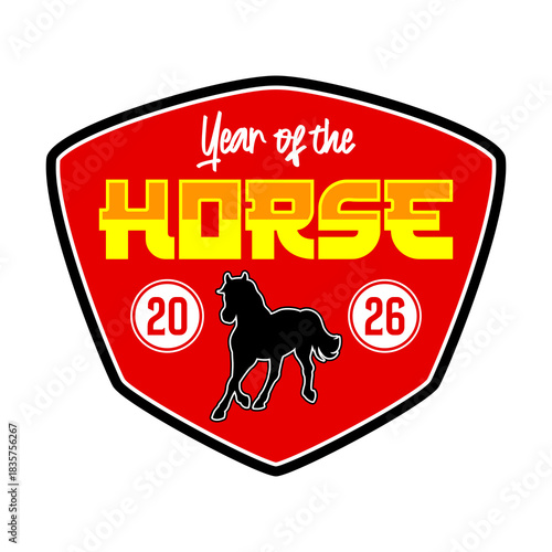 Bold Year of the Horse Chinese Zodiac Emblem Vector Design