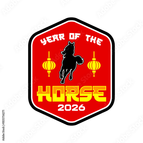 Bold Year of the Horse Chinese Zodiac Emblem Vector Design