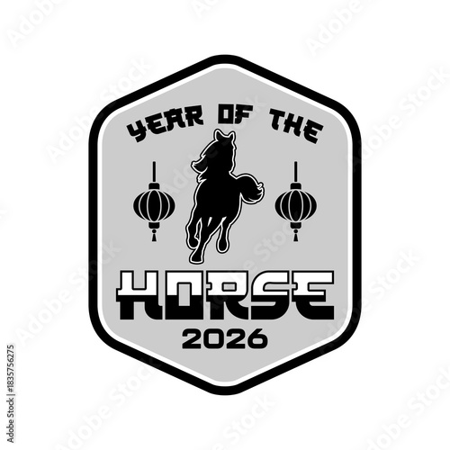 Year of the Horse 2026 Chinese Zodiac Emblem Vector Design