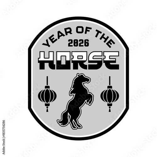 Year of the Horse 2026 Chinese Zodiac Emblem Vector Design