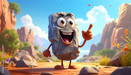 Rockys Desert Adventure - A Cheerful Stone Character in the Wild.