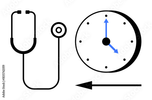 Medical time management with a stethoscope and clock. Medical professionals prioritize healthcare scheduling for better time management and patient care. Ideal for healthcare, efficiency tips