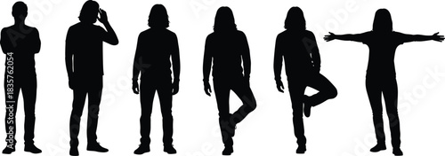 Black Silhouette of a Man in a Hoodie Playing with a Standing Dog, Pet Obedience or Interaction Vector Illustration on White Background.