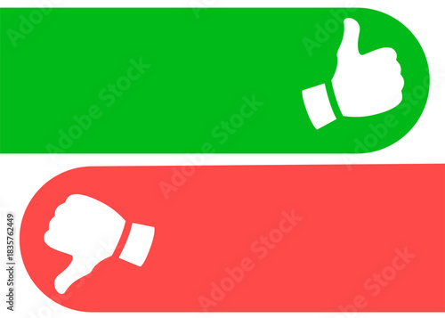 Thumbs up and thumbs down icons. Like and dislike symbols, approval and disapproval labels. Social media feedback buttons, vote, rating, and choice vector illustration.
