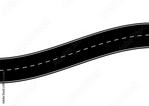 Straight and winding road. Seamless asphalt road template with highway markings. Curved and straight roadway pattern for maps, transport design, backgrounds