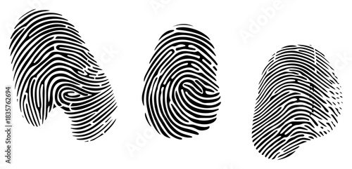 Set of three unique fingerprint identity marks vector illustration
