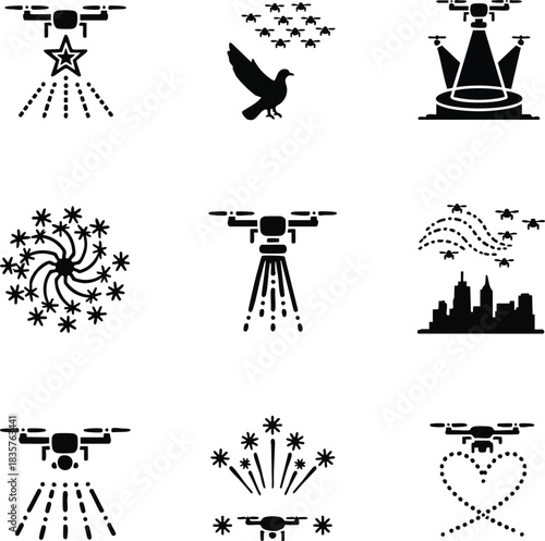 Collection of drone technology icons