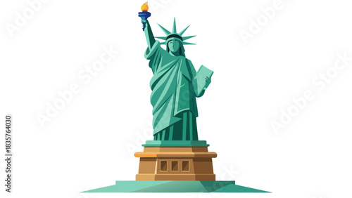 Statue of Liberty Stands Tall in New York Harbor With Torch Raised