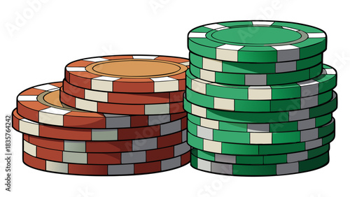 Stacked Poker Chips Ready for a Game Night Event