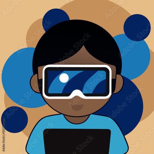 Person Using Virtual Reality Headset While Sitting at a Desk