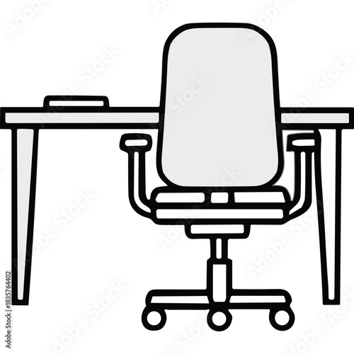 Minimalist Office Desk With Swivel Chair In White On A Black Background Simple Modern Workspace Furniture Design