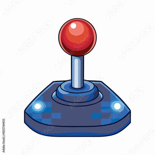 Classic Joystick for Gaming With Red Ball Top and Blue Base