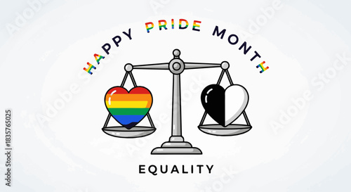 Celebrating Pride Month with a balanced symbol of love, equality, and diverse hearts for inclusion