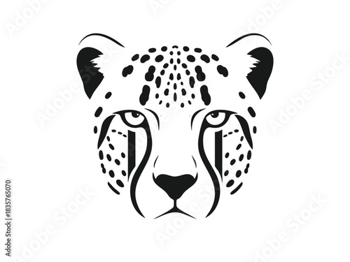 Black and White Leopard Face Illustration